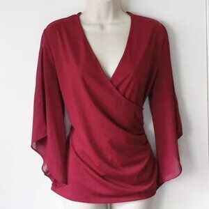 Grace Karin Deep Red Wrap Blouse